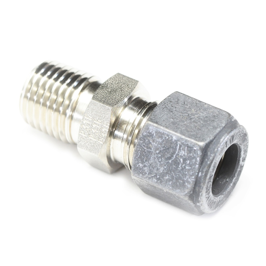 [16V703] RACOR, 3/8 TUBO COMPRESIÓN X 1/4NPT, ACERO INOXIDABLE