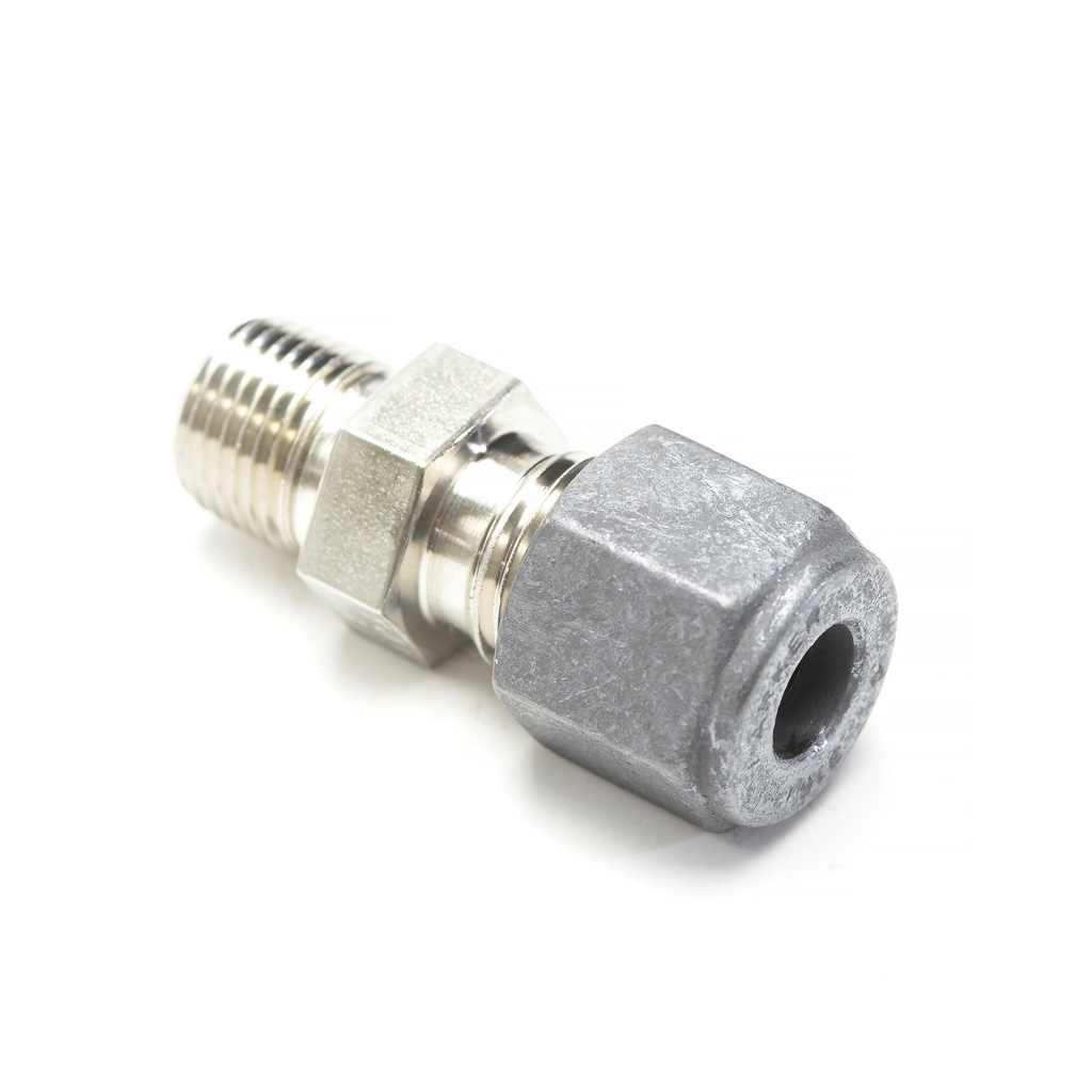 [16V705] RACOR, 1/8 ROSCA NPT X 1/4 TUBO, ACERO INOXIDABLE
