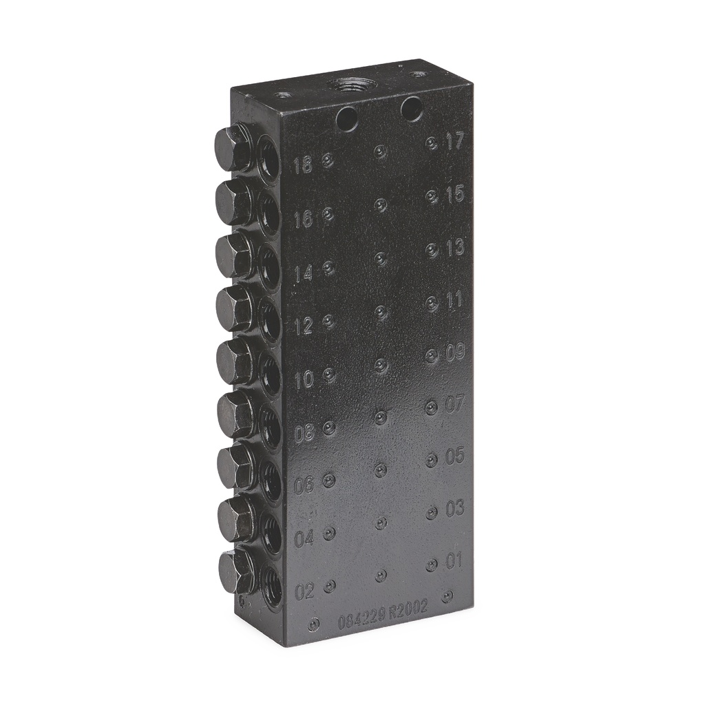 [24Z483] CONECTOR ESTÁNDAR PERSONALIZADO VÁLVULA, 18 SALIDA, ROSCA BSPP, PAQUETE