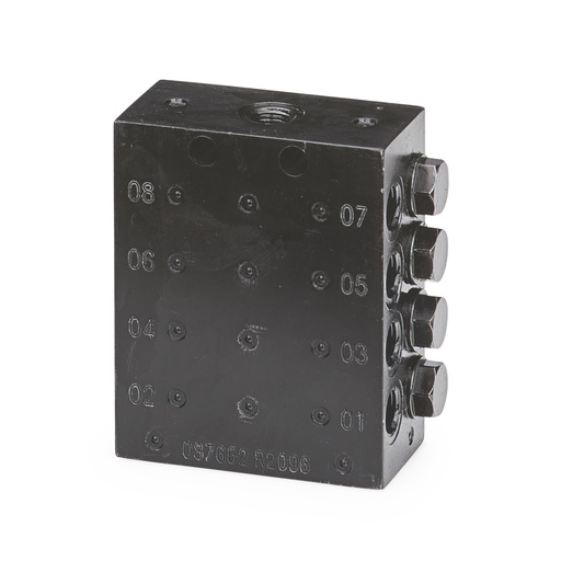 [24Z478] CONECTOR ESTÁNDAR PERSONALIZADO VÁLVULA, 8 SALIDA, ROSCA BSPP, PAQUETE